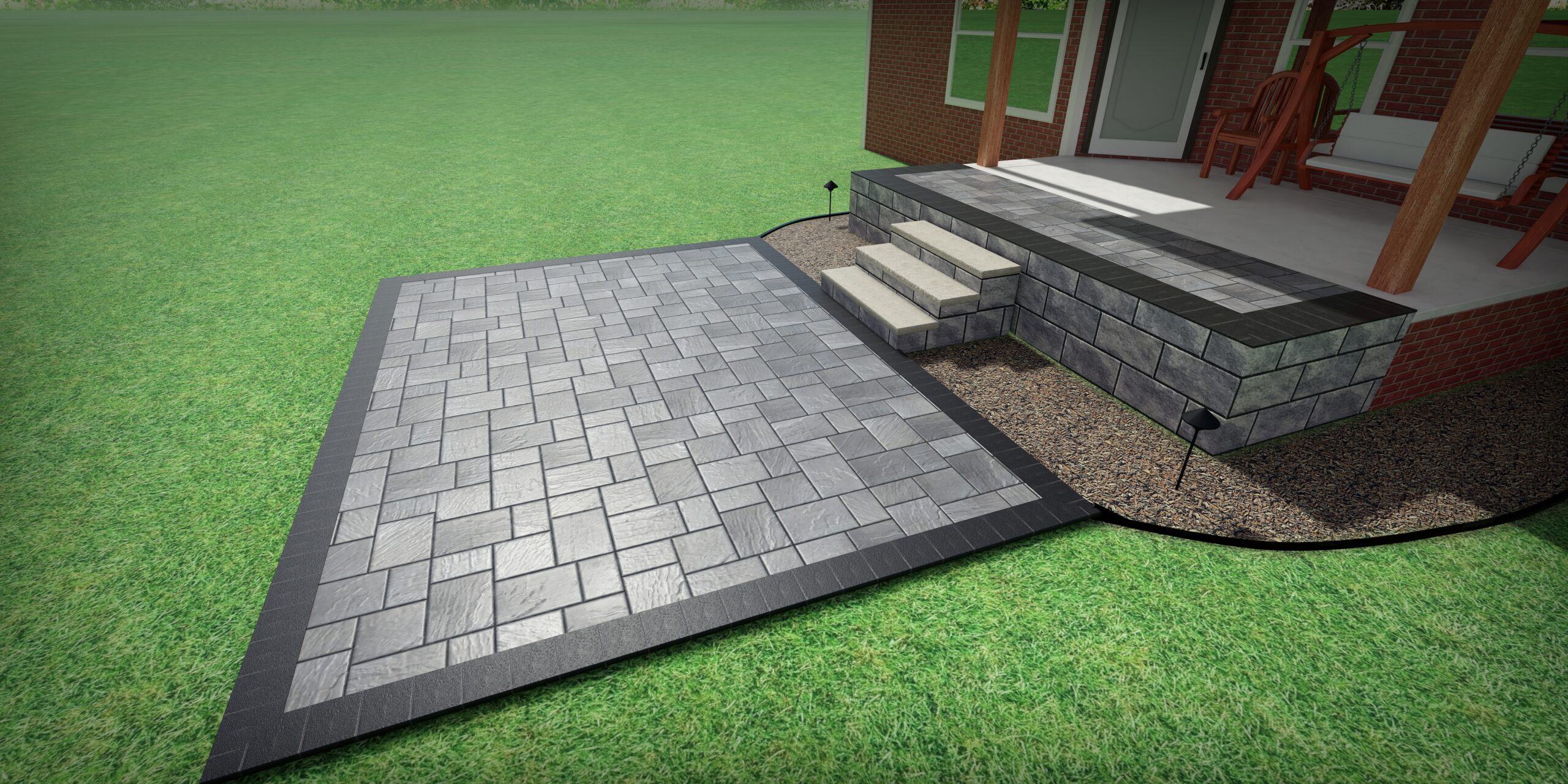 Midlothian Tx paver patio extension in BackYard 3d render